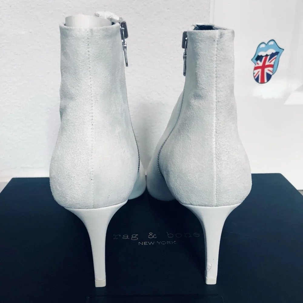 Rag & Bone Beha White Suede Leather Stiletto Ankle Boot. NIB. Sz 37.5 (7.5) - Picture 7 of 15
